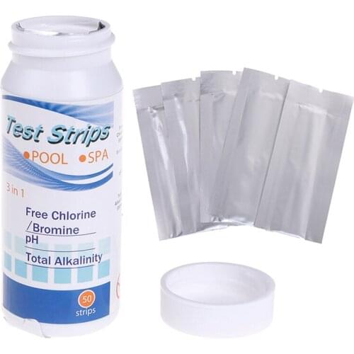 50Pcs 3 In 1 Spa Water Hardness Multi-use Easy Distinguish Test Strip PH Alkalinity Bromine Pool Chlorine Swimming Practical