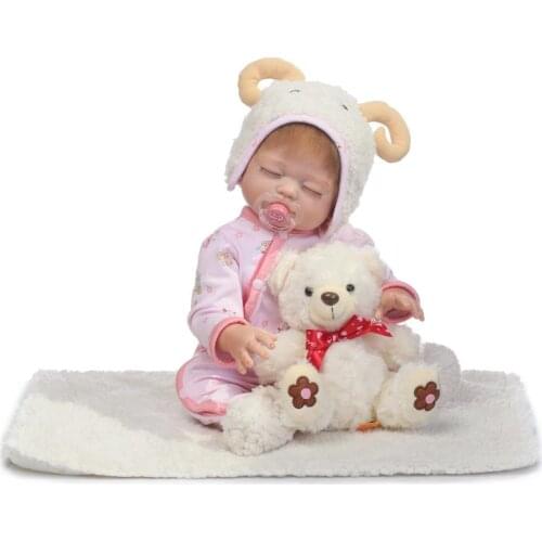 50cm Full Silicone Bebe Reborn Baby Doll Sheep hat Can Enter into Water Girls Gifts kids Newborn Babies Children Birthday Gift