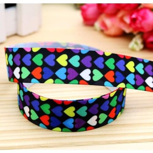 7/8'' Free shipping heart printed grosgrain ribbon hair bow headwear party decoration wholesale OEM 22mm H5026
