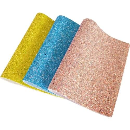 8''X12'' synthetic leather Chunky Glitter Faux Leather Sheet Canvas Backing Glitter Fabric Sheet 1PC