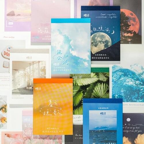 Mengtai 60pcs Natural Scenery Album paper Card Memo Pad Decorative Stationery Scrapbooking Diary Album Lable Retro Material Book