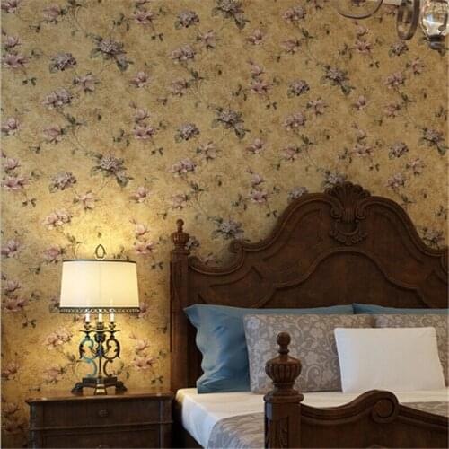 Beibehang American Country Pastoral 3D Wallpaper roll Vintage Floral Wall Paper Non-woven Retro Mural Flowers Papel de Parede