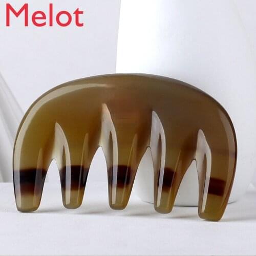 White Buffalo Horn Natural Genuine Head Therapy Chest Massage Comb Big Tooth Scalp Meridian Comb for Head
