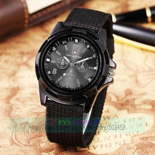 100pcs/lot Fashion Gemius Army Design Men Watch Charming Sport Quartz nylon Watch Wrap Nylon Military Watches wholesale clock
