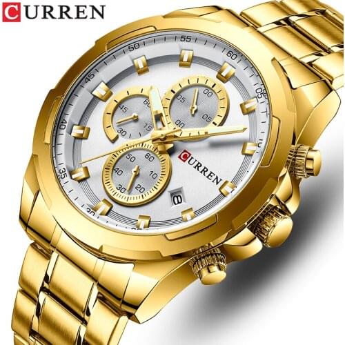 Top CURREN Watches Men Brand Luxury Quartz Fashion Mens Watch Waterproof Sports Wrist Watch Steel Chronograph Relogio Masculino