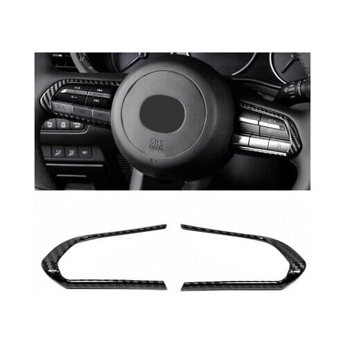Carbon Fiber Look Inner Steering Wheel Button Cover 2pcs For Mazda CX-30 19-20