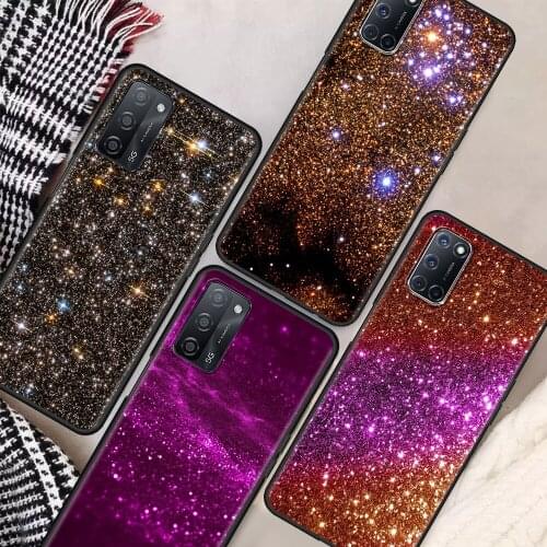 Gold Pink Glitter Print Phone Case For OPPO A53 A9 2020 A52 A93 5G Find X2 Lite Reno3 Pro Reno4 F11 Ace A94 A74 Black Shell