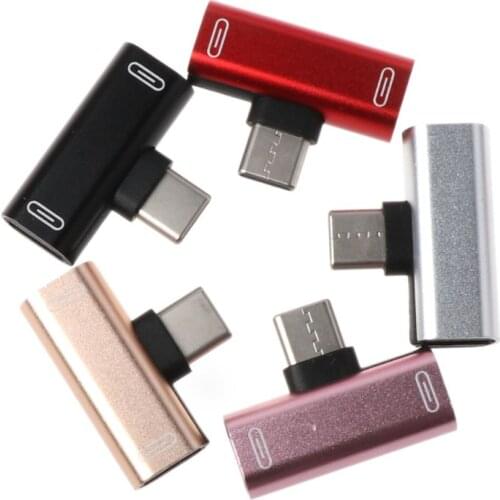 Dual Type C USB-C Earphone Headphone Audio Charging Charger Adapter Splitter Convertor