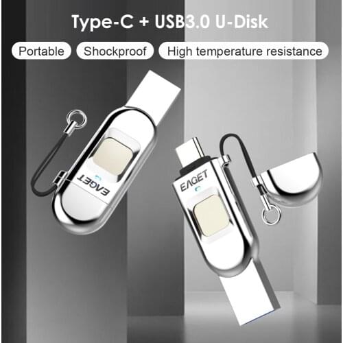 Eaget FU68 USB Flash Drive Metal Pen Drive USB 3.0 External Memory Cel Usb Stick Pendrive Fingerprint Thumb Drive