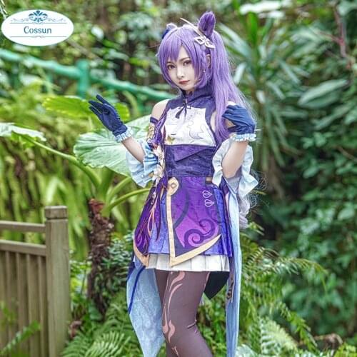 Genshin Impact Liyue Harbor Keqing Cosplay Costume Game Suit Lovely Halloween Party Outfit For Women Girls Kequeen S-XL