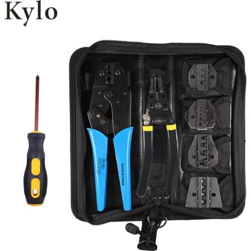 Terminals insulated with electricity Crimper Cable Crimping Tool Kit Plier wire terminal Screwdriver with Carry Bag Set 5 Jaw