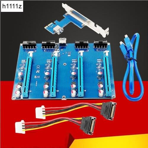 PCI-E 1x Expansion Kit PCI Express 1 to 4 Port PCI Express Switch Multiplier HUB Riser Card PCIE x1 to x16 Adapter for BTC Miner