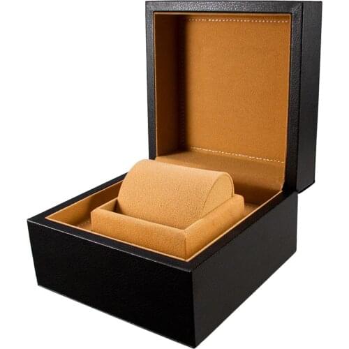 Watch Box, Black PU Leather Single Watch Gift Cases Jewelry Bangle Bracelet Watch Boxes for Men Women