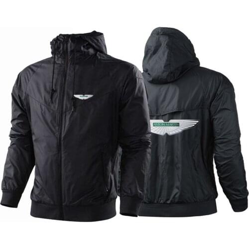 2021 spring and summer mens Aston Martin jacket with hood Popular zipper windbreaker thin sports casual Harajuku jacket