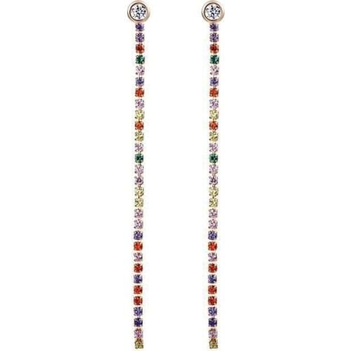 MxGxFam Gold Color Long Line Multicolor Zircon Drop Earring For Women Fashion Jewelry Good Quality