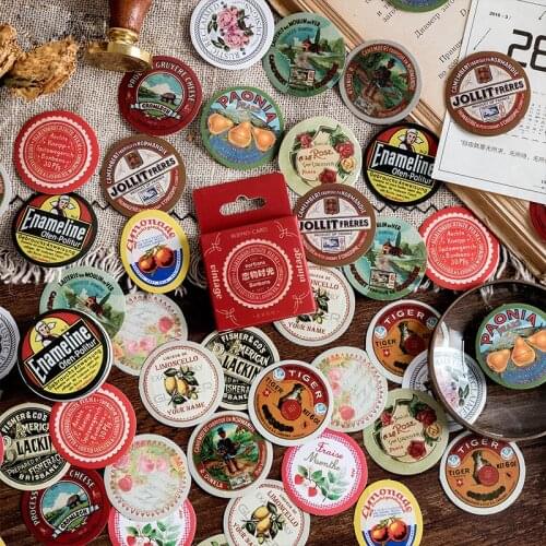 Mohamm 45 PCS Boxed Stickers Creative Retro Decoration Sealing Sticker Flakes Scrapbooking Girl School Supplies Stationery