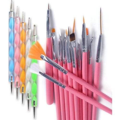 Hot 20 Pcs/Set Pro DIY Nail Art Design Painting Drawing Dotting Tool Brushes Pen