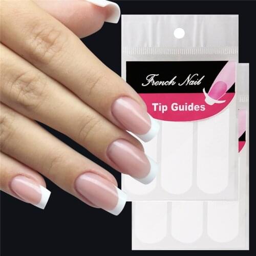 White French Style Smile Nail Stickers Manicure Strip Nail Art Form Finger Tip Guides Water Transfer Sticker DIY Line Tips Decal