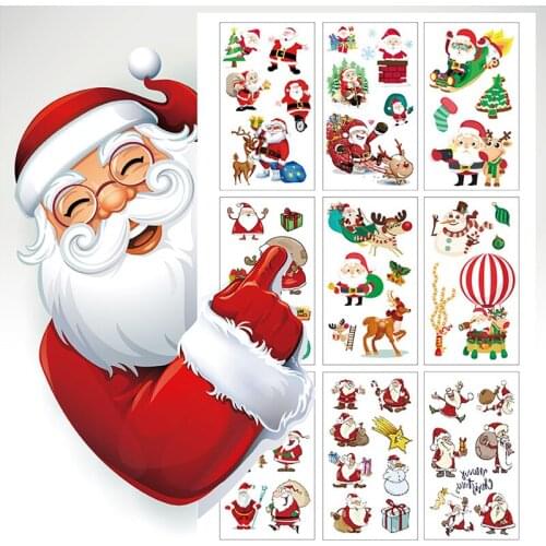 Santa Claus sticker Children Cartoon Christmas Temporary Tattoo Sticker For Boys Girls Cartoon Toys Waterproof Party Kids Gift