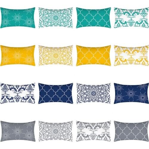 Geometry Pillowcase 30X50 Mandala Cushion Cover Polyester Sofa Cushions Decorative Throw Pillows Yellow Blue Gray Pillowcover