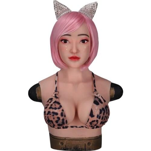 New Arriral E Cup Halloween Silicone Headwear With Boobs Face Artificial Breast Forms