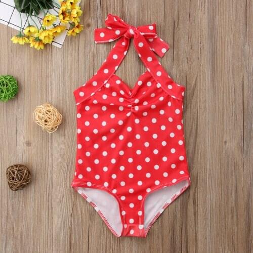 New Arrival 0-3T Summer Newborn Girl Baby Girl Red Polka Dot Swimsuit Kids Swimwear Swimming Bikini Set Beach Holiday Swimwear