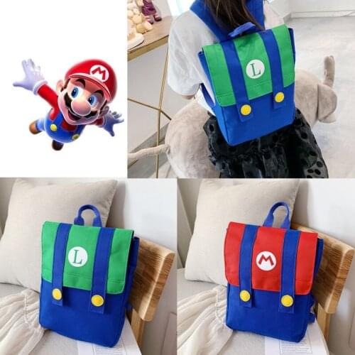 New Super Mario Cartoon Childrens Nylon Backpack Kindergarten Kids All-match School Bag Spring and Autumn Travel Essential Bag