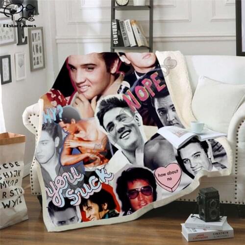 Elvis Patched Design Blanket Plush 3d Printed for Adults Sofa Sherpa Fleece Bedspread Wrap Throw Blanket Microfiber -4