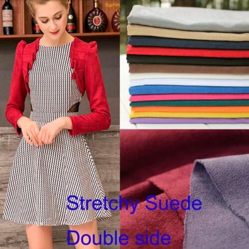 Suede fabric solid color stretchy high quality style double sided suede dress coat fabric 50cm * 150cm