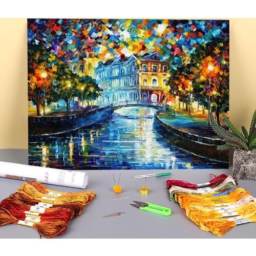 Deep Reflection Pre-Printed 11CT Cross Stitch Embroidery Kit DMC Threads Hobby Sewing Knitting Handmade Sales Stamped