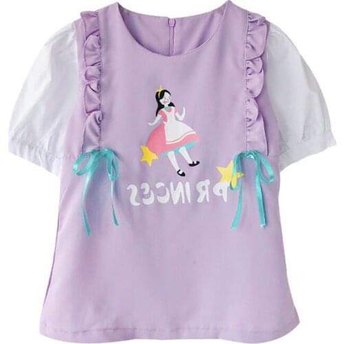 Girls Dresses Toddler Childrens Sweet Print Dress Summer Baby Girls Stitching Lace Princess Dress Kids Skirt Clothing 1-7 Years