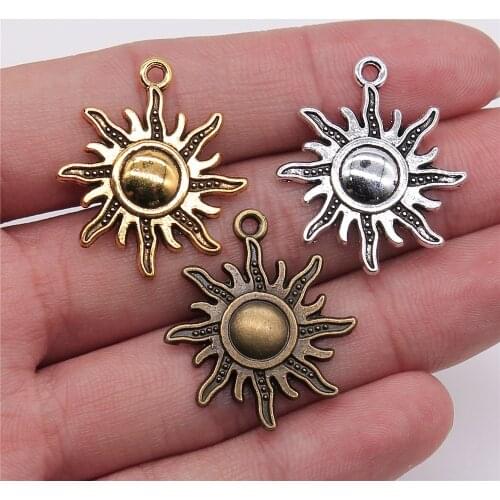 Tristana 20pcs 28x25mm 3 Colors Sun Charms Sun Pendant Charms For Jewelry Making