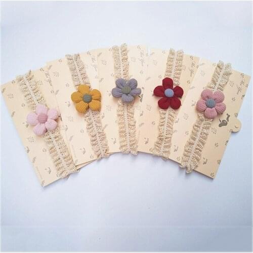 Floral Girls Hairband Lace Autumn Baby Headband Lovely Flower Hair Bows for Children Traceless Headwear Kids Hair Accessories