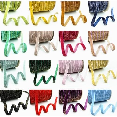 A ROLL 10 15 25 38mm Gold and Silver Wire Velvet Ribbon Wedding Party Decoration Handmade Ribbon Gift Wrapping Hair Bowknot DIY