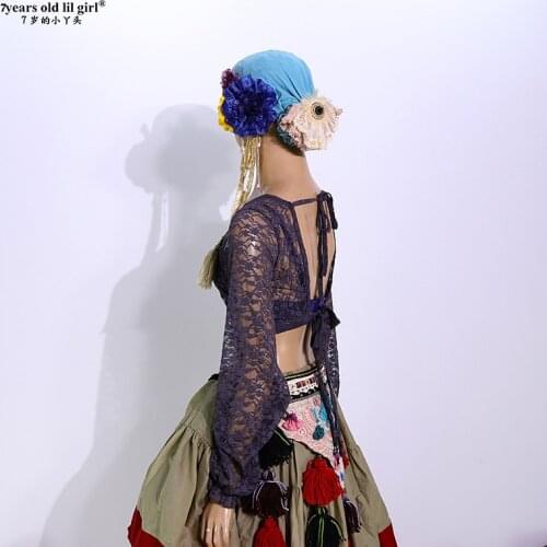 Belly Dance Top Ats Tribal Iace Choli Iantern Sleeve Womens Costume FQQ04