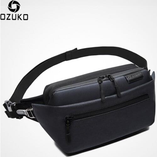 OZUKO Waterproof Men Waist Bag Fanny Pack Shoulder Belt Bag Male Phone Pouch Bags Travel Waist Pack Small Running Sport Bolso