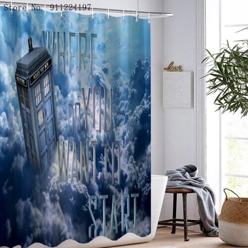 Doctor Who Waterproof Polyester Bath Curtain Sci-Fi TV Series Bathroom Shower Curtain With Hooks 3D Printing Home Bathroom Decor