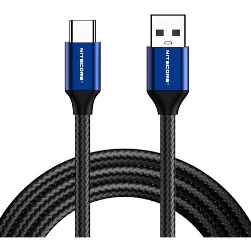 NITECORE UAC20 USB-C to USB-A 2.0 Charging cable 3A High Speed Charging Nylon Braiding 1m / 3.3ft 3A (MAX) Charging,Data Syncing