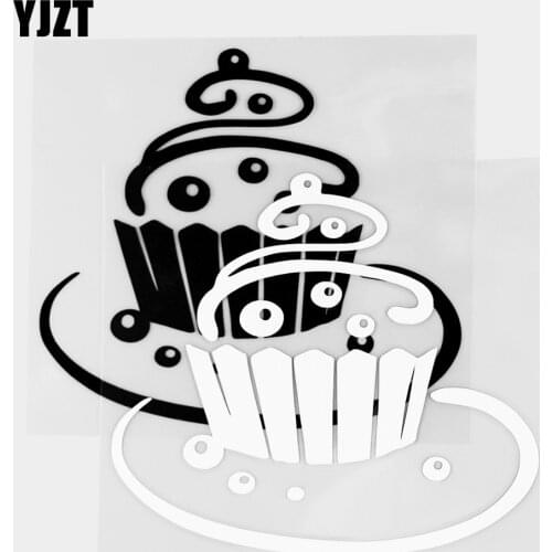 YJZT 13.4×12CM Sweet Pie Food Vinyl Decals Cake Car Sticker Art Murals Decoration Black / Silver 20B-0217