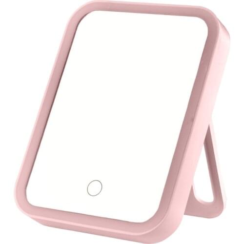 H7JC 33 LED Lighted Vanity Makeup Mirror Portable Travel Cosmetic Desk Table Lamp Adjustable Brightness Rechargeable