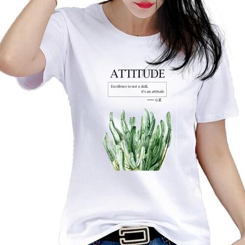 Women T Shirt with Printing Leaves Inspirational Quotes Art Plant Nordic Modern For Girls Casual Leisure Sweatshirt Short Sleeve