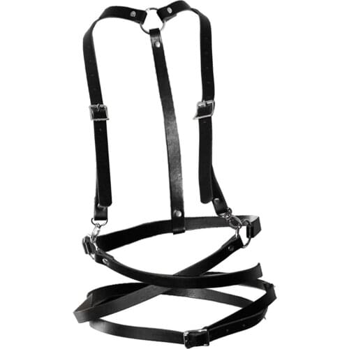 Womens Belt PU Leather Chest Gothic Punk Rave Harness Bands Adjustable Straps Caged Bra Waist Garter Belt