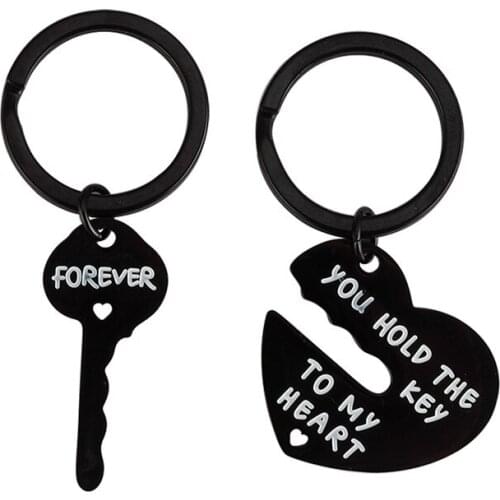 1pair Fashion Stainless Steel Key Chain One Arrow Through Heart Lock Charms Key Creative Jewelry Pendant Mens Womens Jewerly