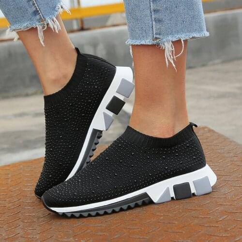 2020 Women Sneakers Fashion Socks Shoes Casual Black Sneakers Summer Knitted Vulcanized Shoes Women Trainers Tenis Feminino35-43
