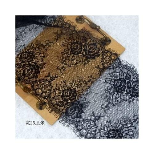 3 Meter / lot Eyelashes lace trim rose flower black white lace fabric handmade diy underwear clothes accessories 22CM Wide