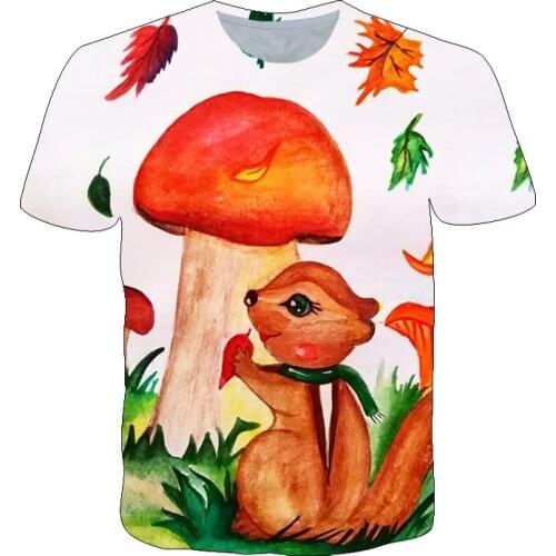 3d Anime Custom T-shirt Mens Bizarre Adventure Mushroom Print T-Shirt Men Clothing 2021 Best Seller Plus Size Short Sleeve