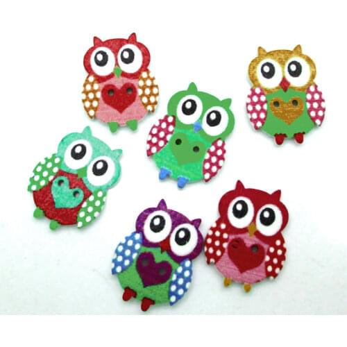 50pcs Mixed Wooden Owl Sewing Buttons For Clothing Needlework Scrapbooking Botones Decorative Crafts Diy Accessories