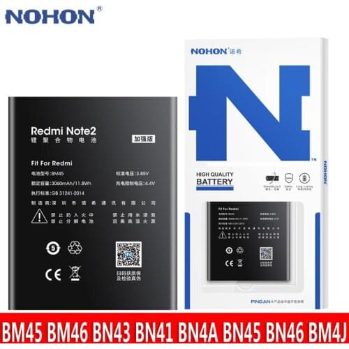 NOHON Battery BM45 BM46 BN43 BN41 BN4A BN45 BN46 BM4J Replacement Bateria For Xiaomi Redmi Note 2 3 3Pro 4 4X 5 7 7Pro 8 8T 8Pro