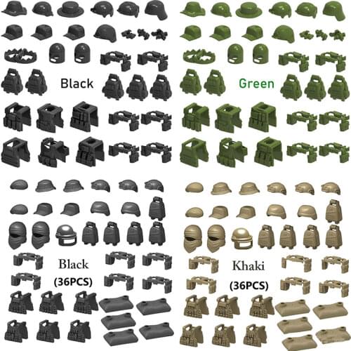 1 Set DIY WW2 Military Accessories Weapon Helmet Cap Compatible Figure Weapon Army Soldier Building Block Brick Toy X050