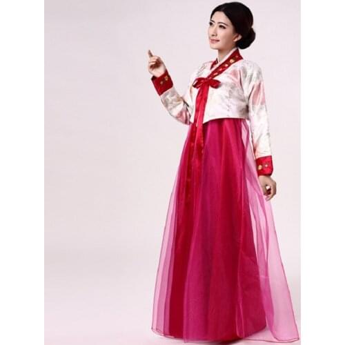 BALDAUREN Ethnic Style Embroidery Korean Traditional Hanbok Womens Dress Dae Jang Geum Dance Performance Costume